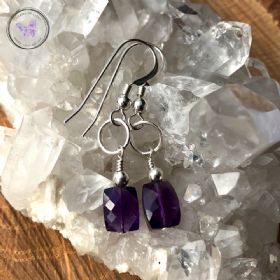 Faceted Amethyst Silver Earrings